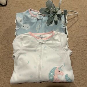 Lot of 2 Carter's Fleece Footie Pajamas